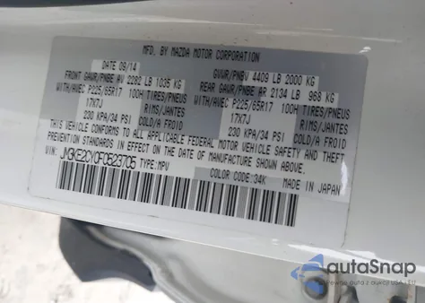 2015 Mazda Cx-5 Touring from USA, damaged, VIN JM3KE2CY0F0523705